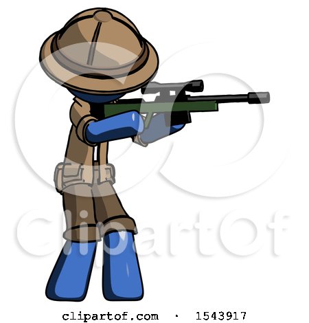 Blue Explorer Ranger Man Shooting Sniper Rifle by Leo Blanchette