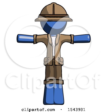 Blue Explorer Ranger Man T-Pose Arms up Standing by Leo Blanchette
