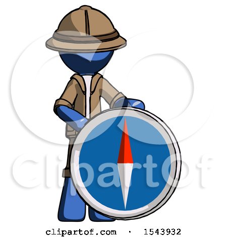 Blue Explorer Ranger Man Standing Beside Large Compass by Leo Blanchette