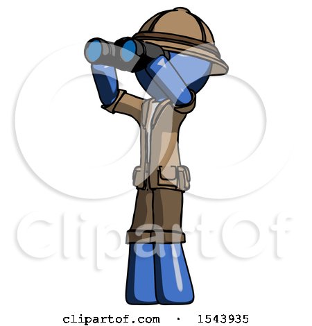 Blue Explorer Ranger Man Looking Through Binoculars to the Left by Leo Blanchette