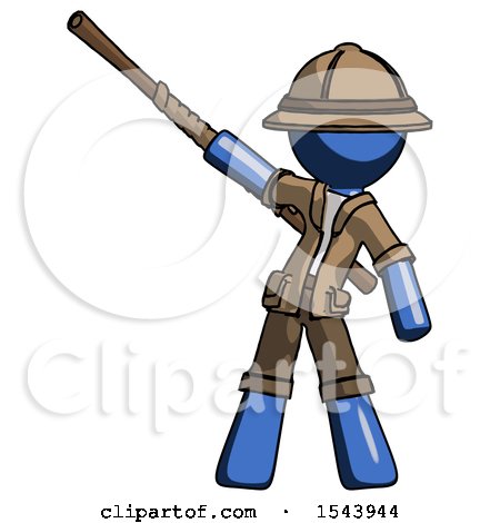 Blue Explorer Ranger Man Bo Staff Pointing up Pose by Leo Blanchette