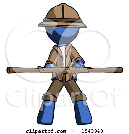 Blue Explorer Ranger Man Bo Staff Kung Fu Defense Pose by Leo Blanchette