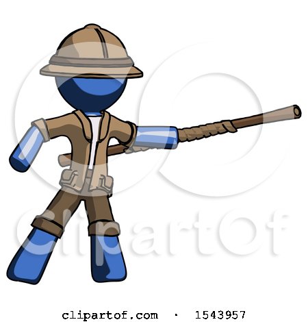 Blue Explorer Ranger Man Bo Staff Pointing Right Kung Fu Pose by Leo Blanchette