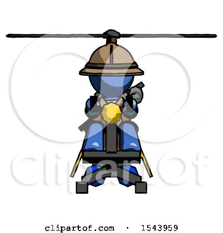 Blue Explorer Ranger Man Flying in Gyrocopter Front View by Leo Blanchette