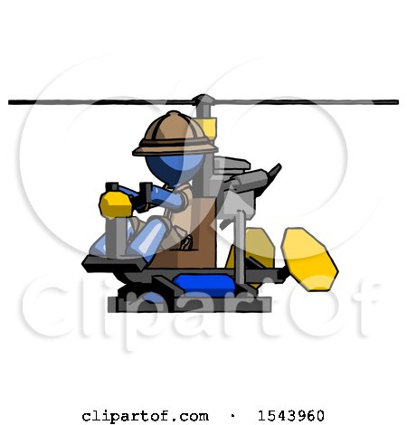 Blue Explorer Ranger Man Flying in Gyrocopter Front Side Angle View by Leo Blanchette