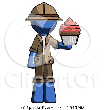 Blue Explorer Ranger Man Presenting Pink Cupcake to Viewer by Leo Blanchette
