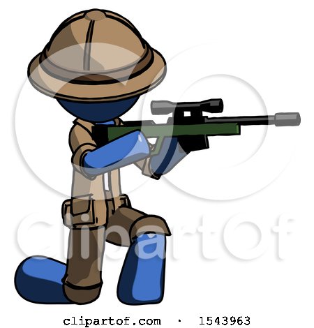 Blue Explorer Ranger Man Kneeling Shooting Sniper Rifle by Leo Blanchette