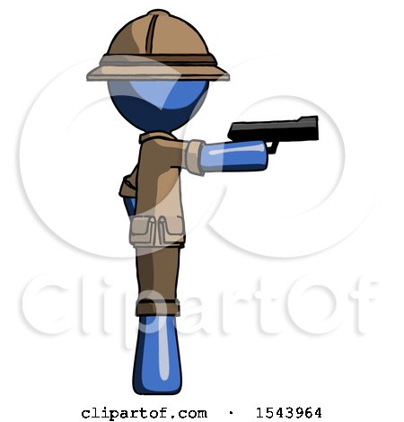 Blue Explorer Ranger Man Firing a Handgun by Leo Blanchette
