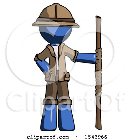 Blue Explorer Ranger Man Holding Staff or Bo Staff by Leo Blanchette