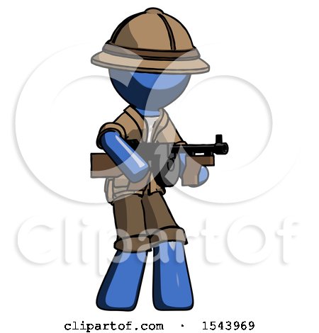 Blue Explorer Ranger Man Tommy Gun Gangster Shooting Pose by Leo Blanchette