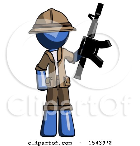 Blue Explorer Ranger Man Holding Automatic Gun by Leo Blanchette