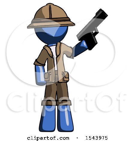 Blue Explorer Ranger Man Holding Handgun by Leo Blanchette