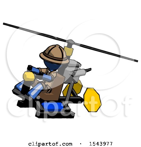 Blue Explorer Ranger Man Flying in Gyrocopter Front Side Angle Top View by Leo Blanchette