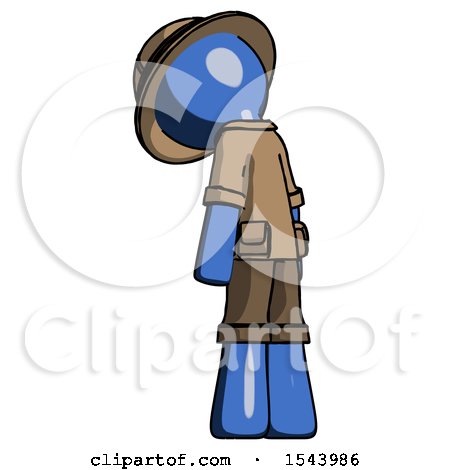 Blue Explorer Ranger Man Depressed with Head Down, Back to Viewer, Left by Leo Blanchette