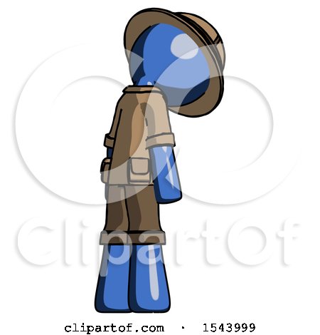 Blue Explorer Ranger Man Depressed with Head Down, Back to Viewer, Right by Leo Blanchette