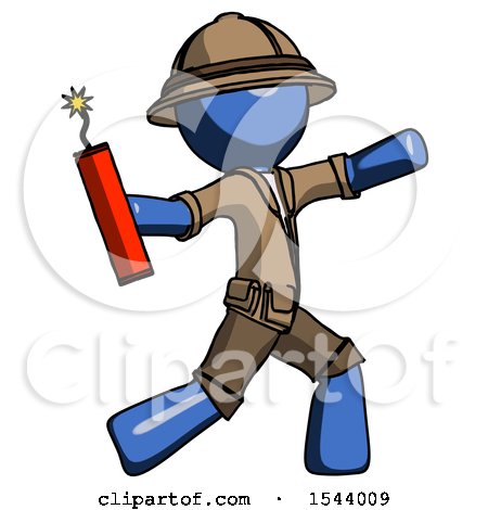 Blue Explorer Ranger Man Throwing Dynamite by Leo Blanchette