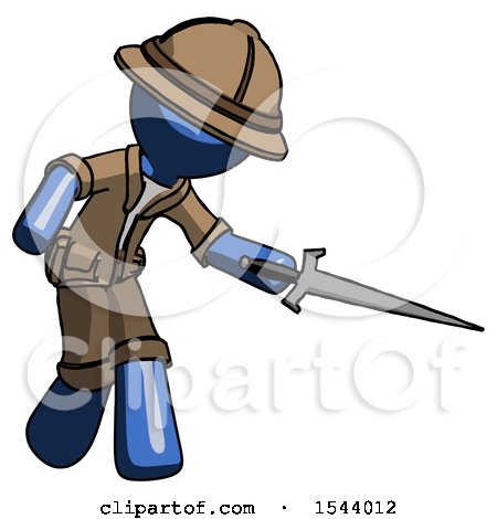 Blue Explorer Ranger Man Sword Pose Stabbing or Jabbing by Leo Blanchette