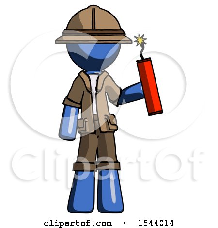 Blue Explorer Ranger Man Holding Dynamite with Fuse Lit by Leo Blanchette