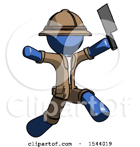 Blue Explorer Ranger Man Psycho Running with Meat Cleaver by Leo Blanchette