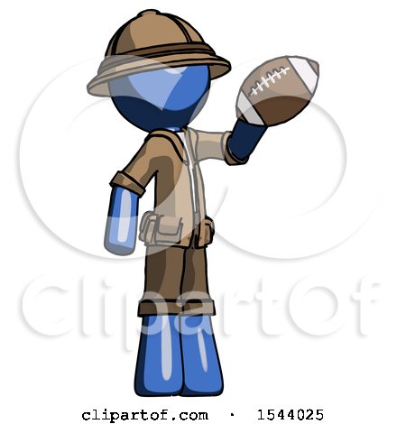 Blue Explorer Ranger Man Holding Football up by Leo Blanchette