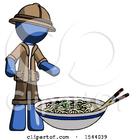 Blue Explorer Ranger Man and Noodle Bowl, Giant Soup Restaraunt Concept by Leo Blanchette