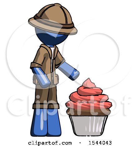 Blue Explorer Ranger Man with Giant Cupcake Dessert by Leo Blanchette