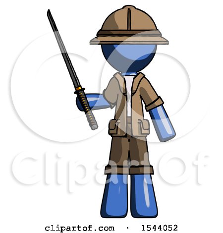 Blue Explorer Ranger Man Standing up with Ninja Sword Katana by Leo Blanchette