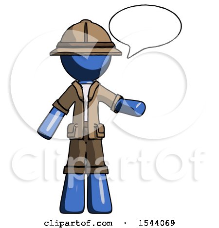 Blue Explorer Ranger Man with Word Bubble Talking Chat Icon by Leo Blanchette