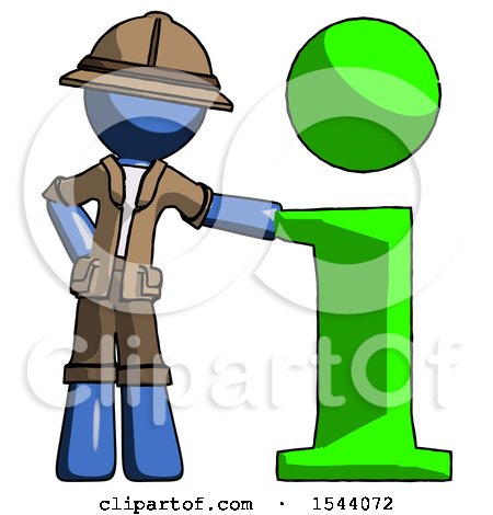 Blue Explorer Ranger Man with Info Symbol Leaning up Against It by Leo Blanchette