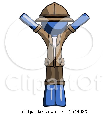 Blue Explorer Ranger Man with Arms out Joyfully by Leo Blanchette