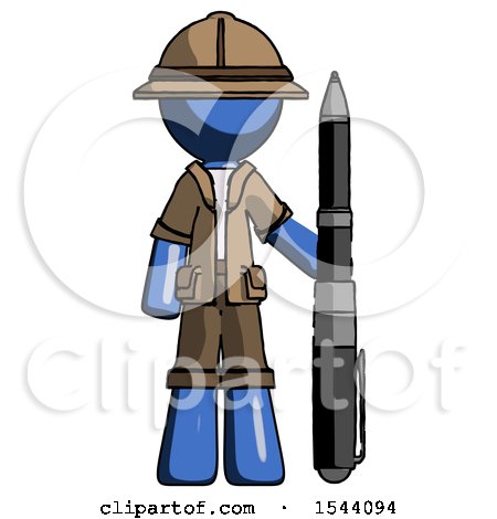 Blue Explorer Ranger Man Holding Large Pen by Leo Blanchette