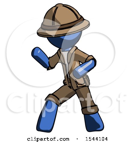 Blue Explorer Ranger Man Martial Arts Defense Pose Left by Leo Blanchette