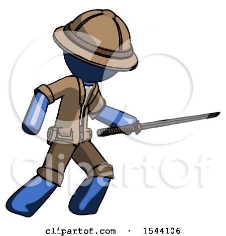 Blue Explorer Ranger Man Stabbing with Ninja Sword Katana by Leo Blanchette