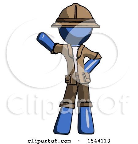 Blue Explorer Ranger Man Waving Right Arm with Hand on Hip by Leo Blanchette