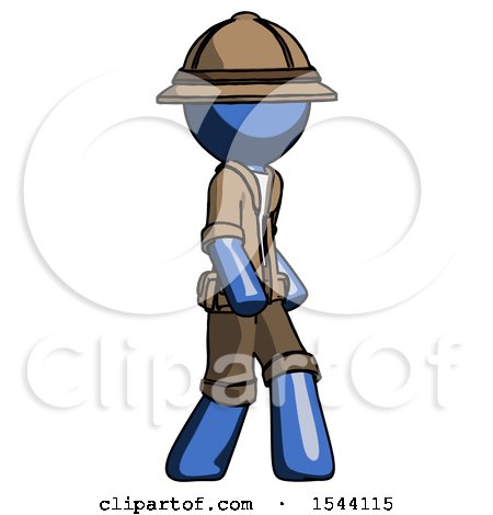 Blue Explorer Ranger Man Walking Turned Right Front View by Leo Blanchette