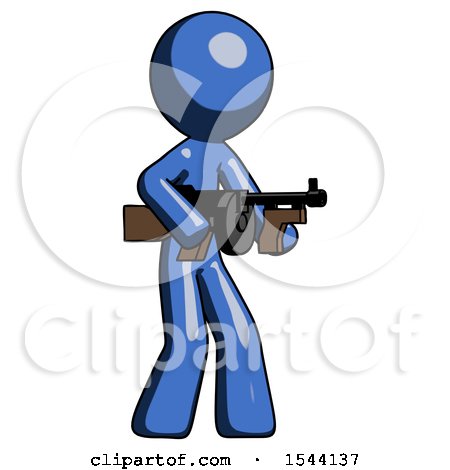 Blue Design Mascot Man Tommy Gun Gangster Shooting Pose by Leo Blanchette
