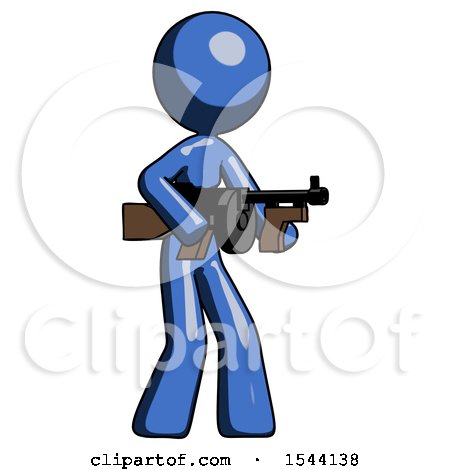 Blue Design Mascot Woman Tommy Gun Gangster Shooting Pose by Leo Blanchette