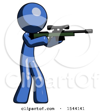 Blue Design Mascot Man Shooting Sniper Rifle by Leo Blanchette