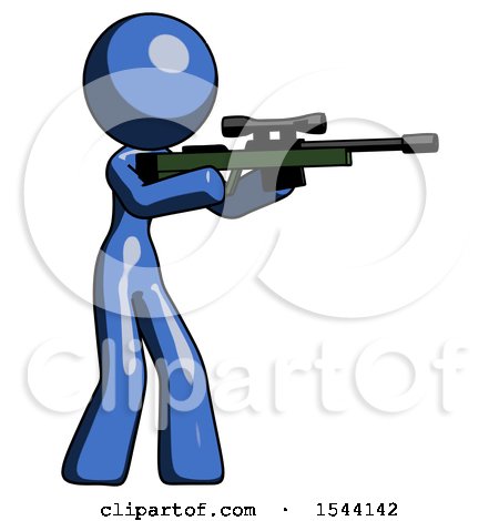 Blue Design Mascot Woman Shooting Sniper Rifle by Leo Blanchette