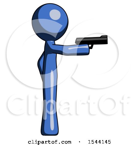 Blue Design Mascot Man Firing a Handgun by Leo Blanchette