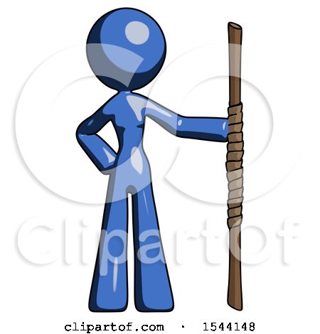 Blue Design Mascot Woman Holding Staff or Bo Staff by Leo Blanchette