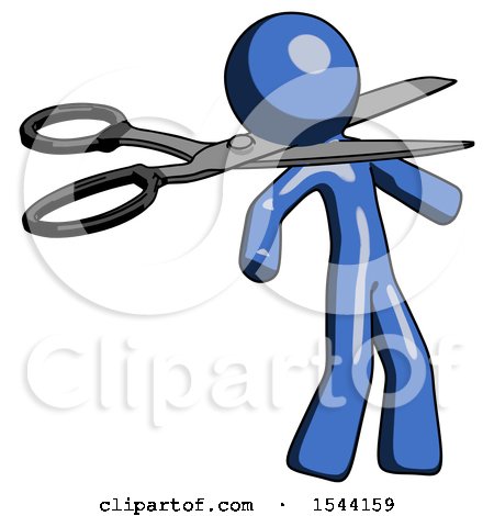 Blue Design Mascot Man Scissor Beheading Office Worker Execution by Leo Blanchette