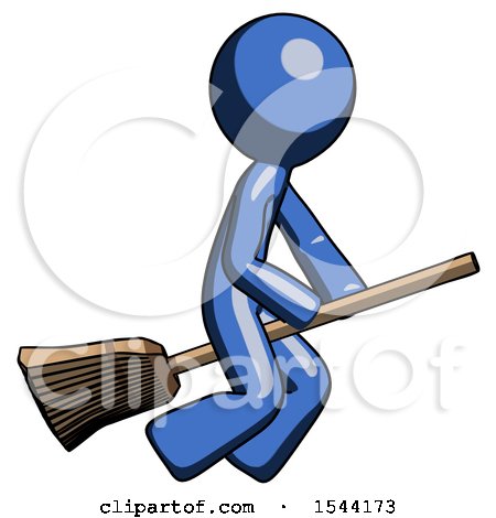 Blue Design Mascot Man Flying on Broom by Leo Blanchette