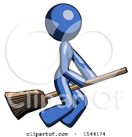 Blue Design Mascot Woman Flying on Broom by Leo Blanchette