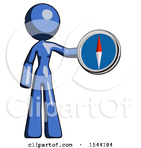 Blue Design Mascot Woman Holding a Large Compass by Leo Blanchette