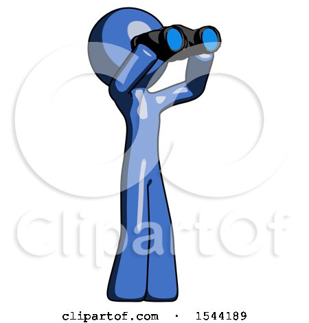 Blue Design Mascot Man Looking Through Binoculars to the Right by Leo Blanchette