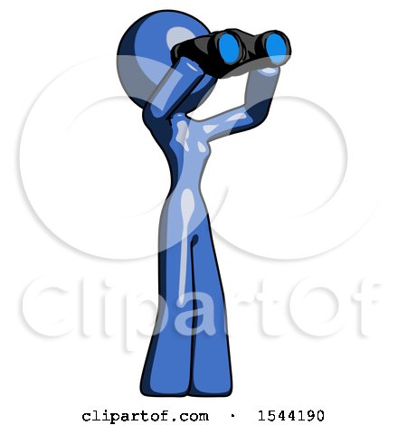 Blue Design Mascot Woman Looking Through Binoculars to the Right by Leo Blanchette