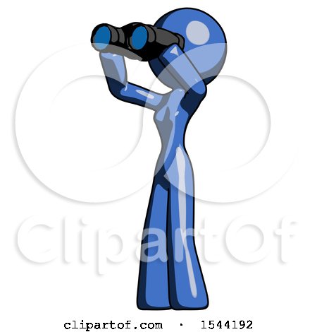 Blue Design Mascot Woman Looking Through Binoculars to the Left by Leo Blanchette