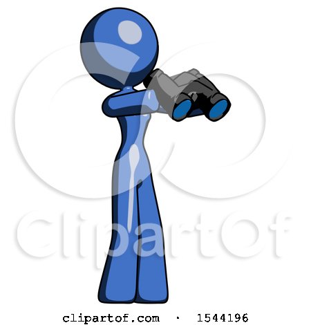Blue Design Mascot Woman Holding Binoculars Ready to Look Right by Leo Blanchette