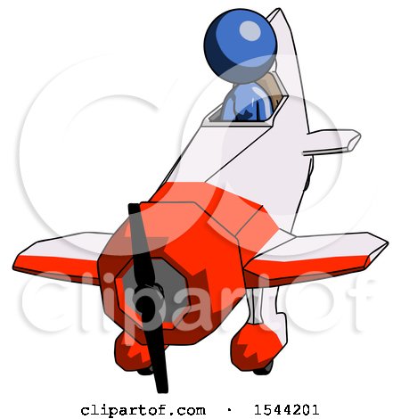 Blue Design Mascot Woman in Geebee Stunt Plane Descending Front Angle View by Leo Blanchette